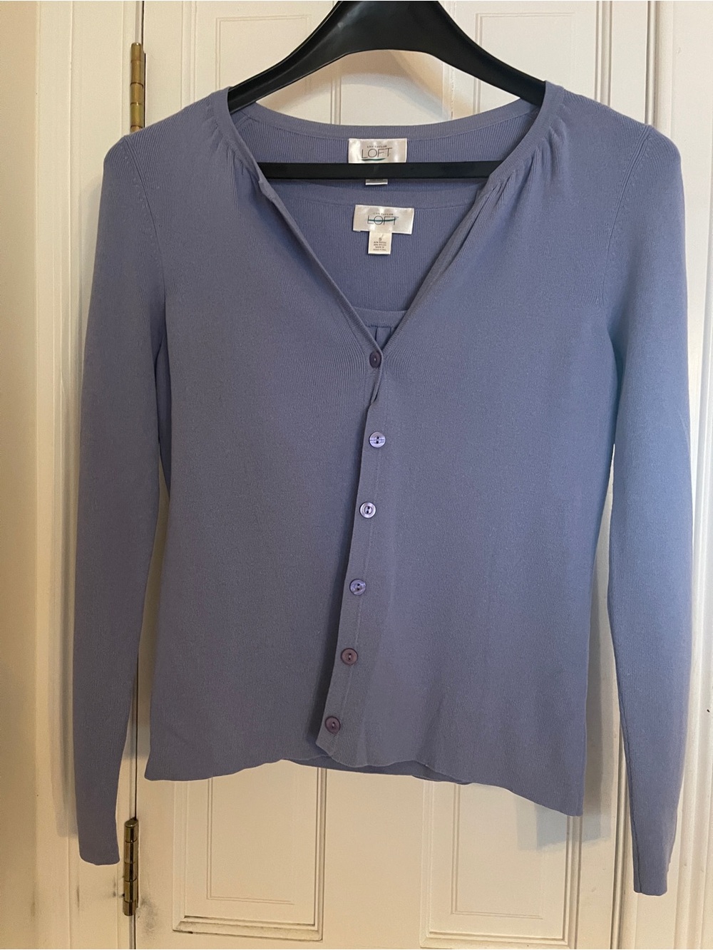 LOFT Dusty Lavender Button-Front V-Neck Cardigan